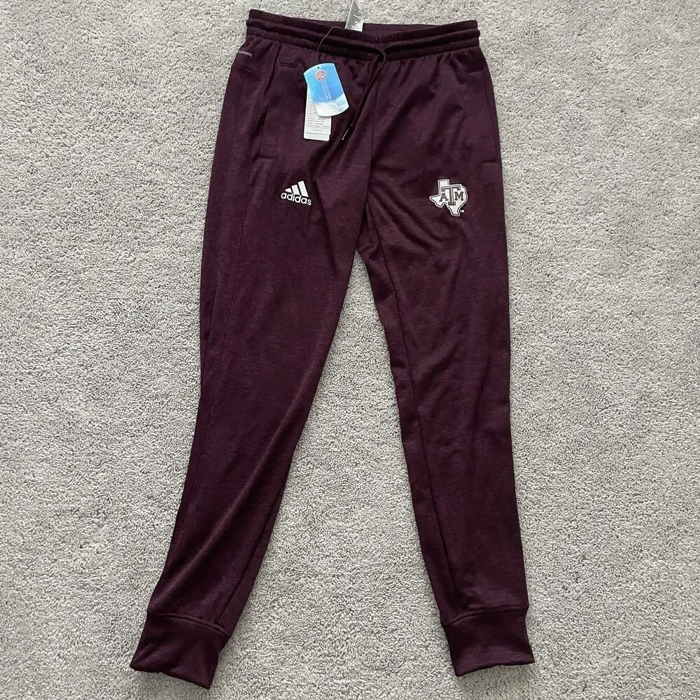 New Adidas Texas A&M Aggies Sweatpants Tapered Men's Small Maroon AV1908
